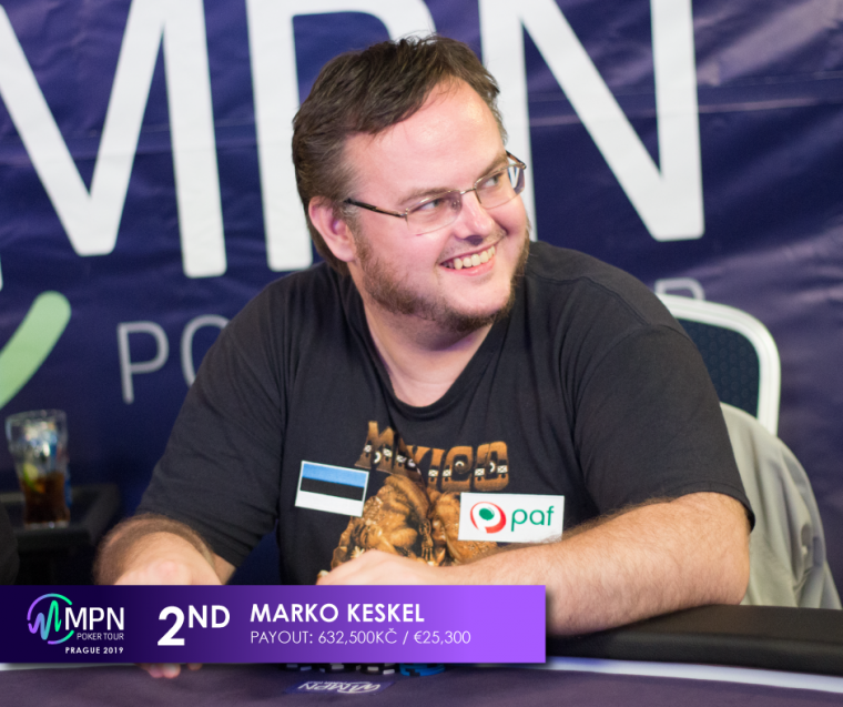 Marko "Naxer" Keskel tuli MPN Poker Tour Praha põhiturniiril teiseks (25 300 €)