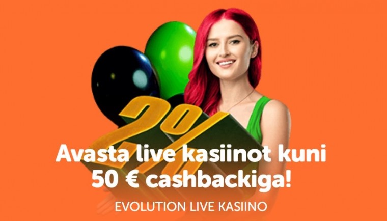 Avasta SuperCasinos Evolutioni live-mänge ja teeni kuni 50 € cashbacki!