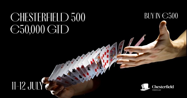 Osta pilet Chesterfield 500 turniirile (11.-12. juuli) ja saad 100 € boonuse!