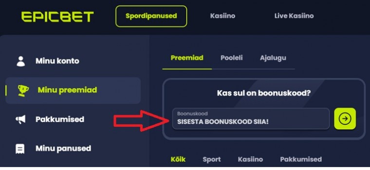 Epicbet boonuskoodi kasutamine.jpg