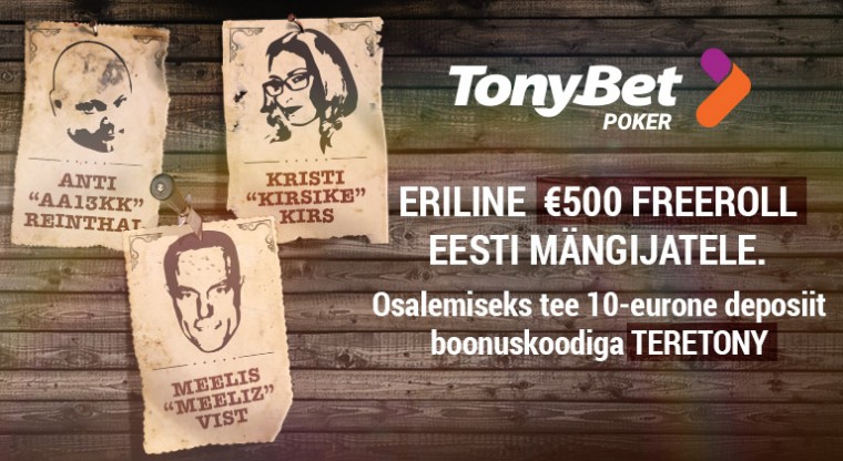 Homsel TonyBeti €500 Eesti freerollil kolm bountyt eesotsas Kristi Kirsiga!
